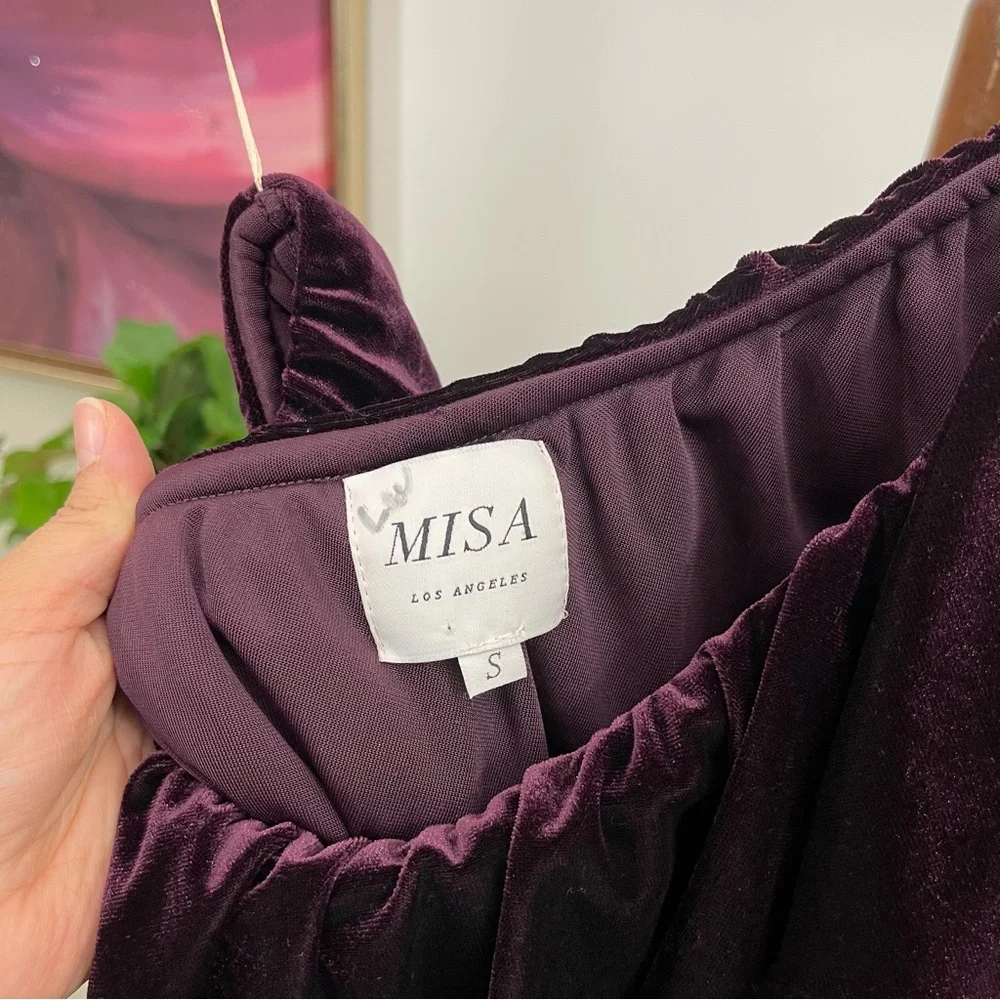 Misa Ruffle One-shoulder Velvet TopIn Plum Velvet Size S‎